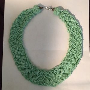 Sea foam green beaded statement necklace